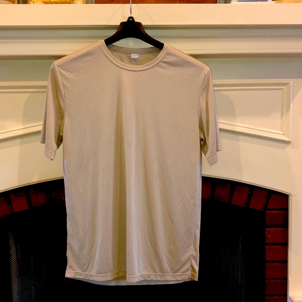 Men’s Sport-tek shirt; tan; 100% polyester